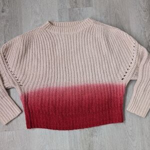 Cloth Dip Dye Blush Pink Red Women's Two Tone Sweater Size L